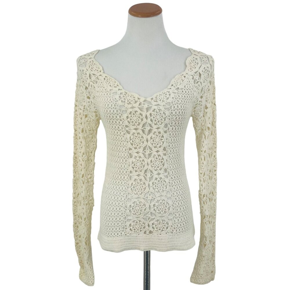 Vintage Victoria’s Secret Crochet Lace Long Sleeve Top | Soft Girl Boho Feminine